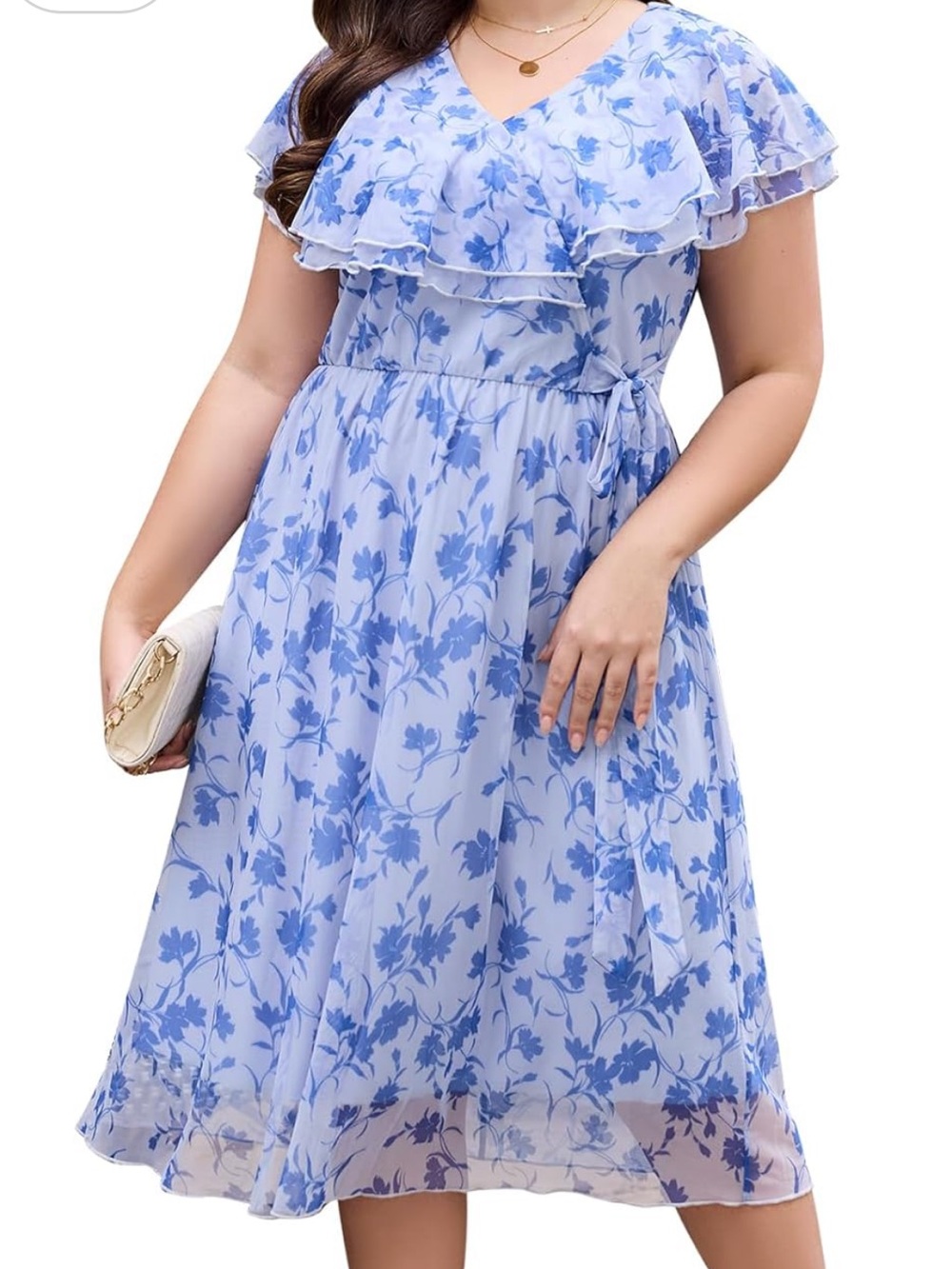 Keluummi Plus Size Maxi Dress Floral Smocked Empire Waist 16